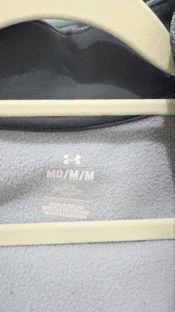 Under Armour Grey Heather 1/4 Zip Sweatshirt MD/M (Category: Coats, Jackets and Outerwear) located in Quezon City. Submitted by heyhaveaniceday (Listing ID 1462829999, Image 2). Description: - Grey heathered Under Armour sweatshirt - Size: Medium (M) - Fit: Loose - Features: 1/4 zip neckline, small black Under Armour logo on chest - Made in: Jordan From US.