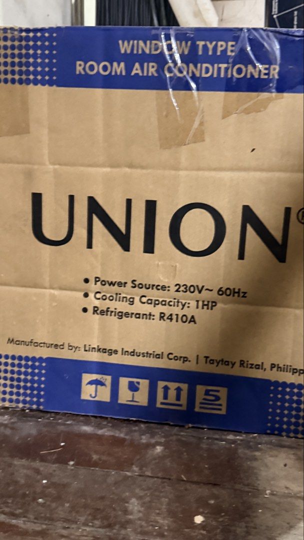 UNION Window Type Room Air Conditioner 1HP (Category: Air Conditioning and Heating) located in Makati City. Submitted by stellaaaaar (Listing ID 1462802356, Image 1). Description: - UNION Window Type Air Conditioner - UGAIR-9000-RC - 1HP Cooling Capacity - Power: 230V~60Hz - Refrigerant: R410A - Manufactured by Linkage Industrial Corp. in Taytay Rizal, Philippines - used less than 1 year only. (Bought 2023) stayed in storage after being used for 