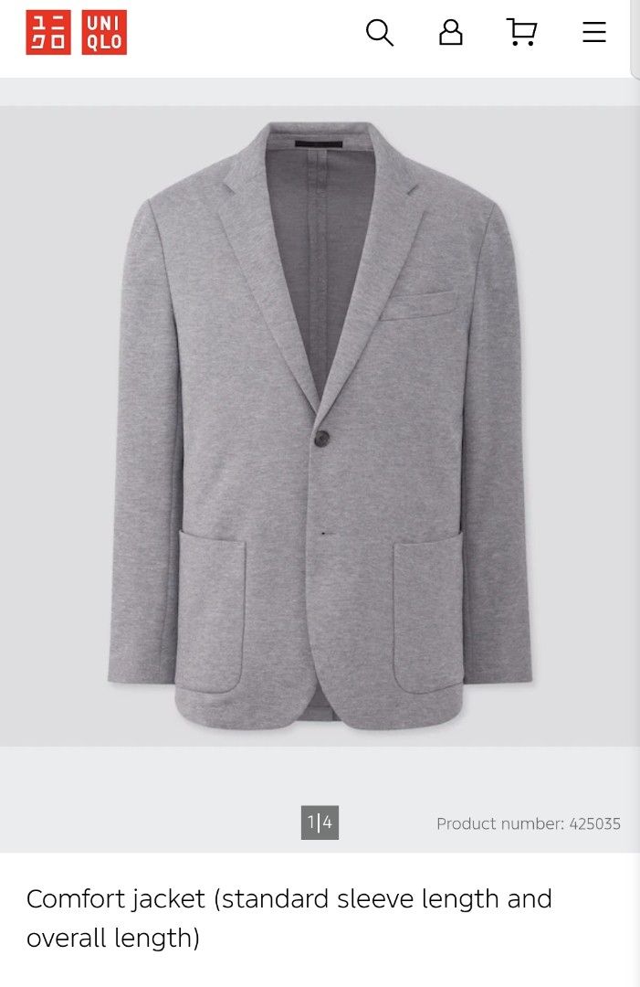 📍Uniqlo Comfort Jacket (Category: Coats, Jackets and Outerwear) located in Antipolo. Submitted by simplehans (Listing ID 1462851430, Image 1). Description: ‎📍Uniqlo Comfort Jacket ‎Size Large (Gray) ‎Width- 20 ‎Length- 28 ‎Excellent Condition As New ‎DIRECT MESSAGE IF INTERESTED.