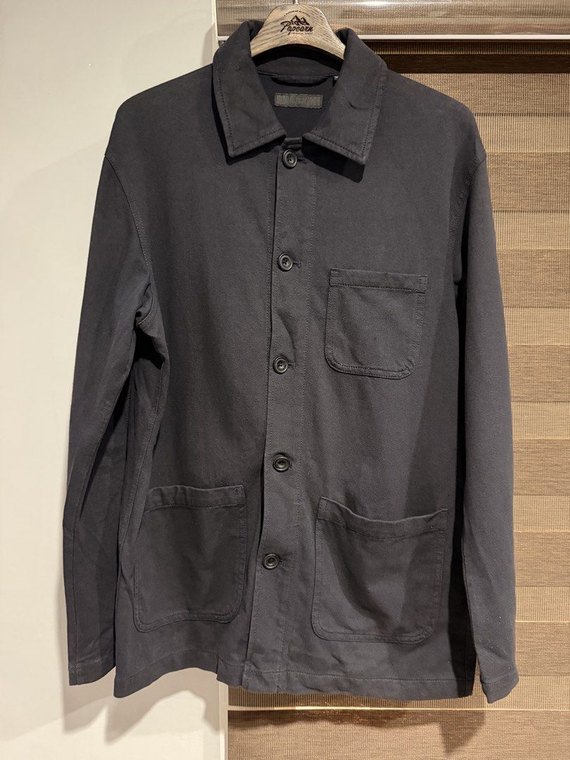 Uniqlo Cotton Work/Chore Jacket (Category: Coats, Jackets and Outerwear) located in Manila. Submitted by furugi24 (Listing ID 1462779225, Image 1). Description: - Uniqlo Work Jacket - Color: Navy - Size: L - Dimension: W21 x L29 - excellent condition - SRP 800 .