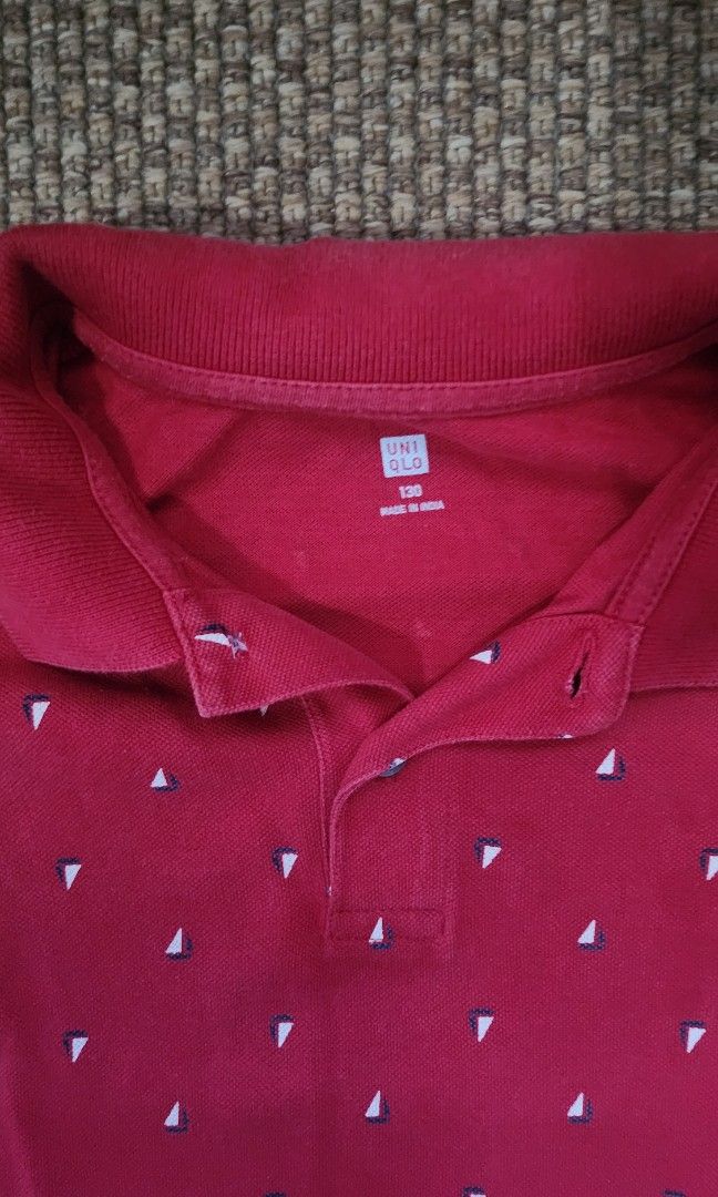 Uniqlo red polo shirt (Category: Babies & Kids Fashion) located in Quezon City. Submitted by jacqueline_velasco14 (Listing ID 1462875237, Image 2). Description: Payment via Bpi or gcash.