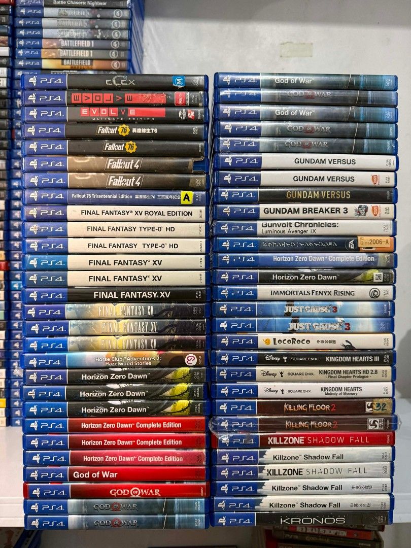 USED PS4 GAMES / HORIZON ZERO DAWN / GOW / FALLOUT 4 / KILLZONE / FINAL FANTASY (Category: PlayStation) located in Manila. Submitted by mikkolosg20176 (Listing ID 1462687964, Image 1). Description: PRICE RANGE: 500 - 700 LOCATION: MCG PURPLE GAMING TAGUIG BAGUMBAYAN TAGUIG SHIPPING OR PICKUP, GCASH.