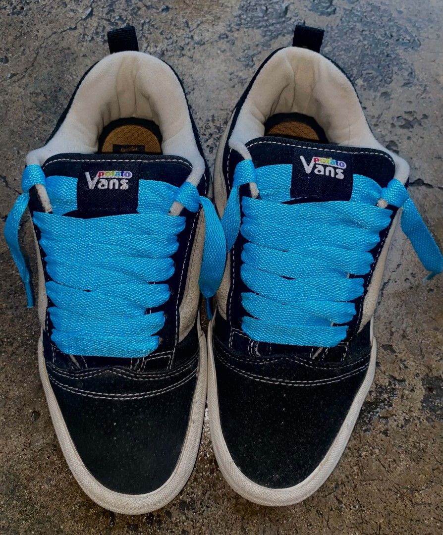 Vans x Potato "Potato" Old Skool (Category: Sneakers) located in Manila. Submitted by coolturtle.096254 (Listing ID 1462696547, Image 1). Description: - Vans Old Skool x Potato collaboration - Black suede and canvas upper - Iconic beige side stripe - Comes with original blue laces - Includes extra yellow and purple laces - Features EcoCush sole for comfort - Original box included.