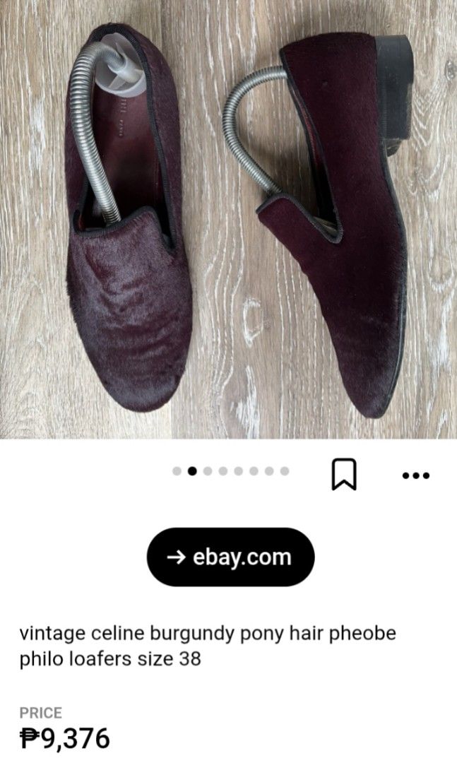 Vintage Celine Paris philo loafers (Category: Loafers) located in Puerto Princesa. Submitted by sefynna96 (Listing ID 1462704653, Image 1). Description: ✨authentic vintage Celine Paris loafers in pony hair leather sells around 9-25k on Grailed app ✨In a very good used condition as seen on the outsoles but the heels are still in sturdy condition with no flaws ✨no stains or unpleasant smells ✨ a vintage collectible piece worth collecting! ✨goes wel
