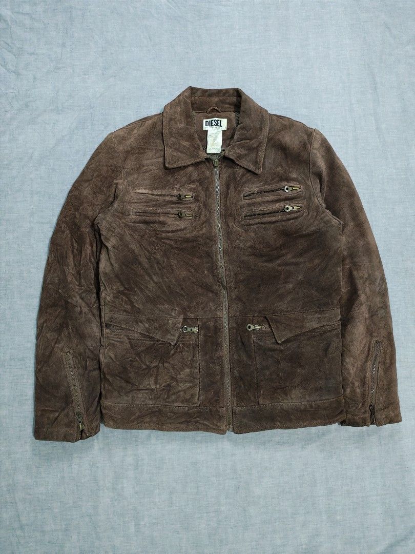 vintage diesel suede moto jacket (Category: Coats, Jackets and Outerwear) located in Baguio. Submitted by used_clothing2600 (Listing ID 1462875978, Image 3). Description: vintage diesel suede moto jacket size medium verygood condition natanggal isang zipper puller pit to pit 22 length 28 shoulders 18 sleeve length 26 P 1,880.