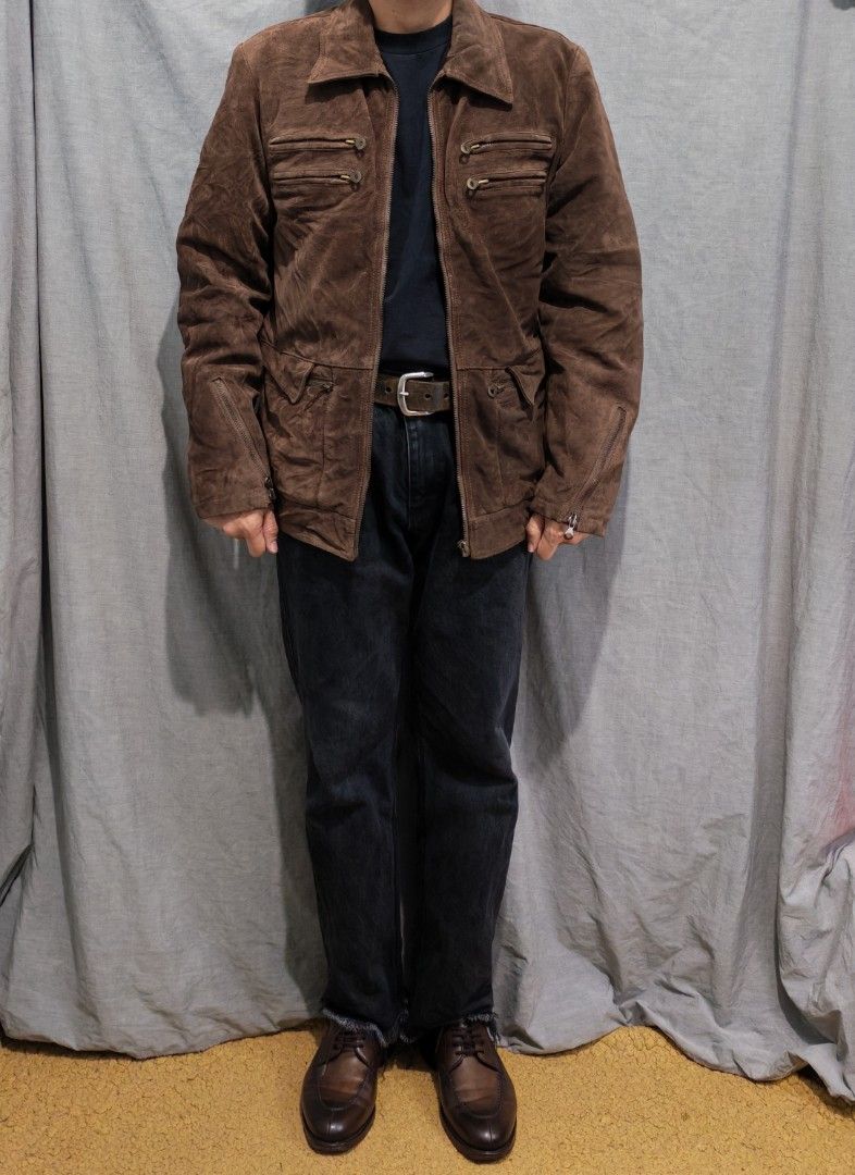 vintage diesel suede moto jacket (Category: Coats, Jackets and Outerwear) located in Baguio. Submitted by used_clothing2600 (Listing ID 1462875978, Image 2). Description: vintage diesel suede moto jacket size medium verygood condition natanggal isang zipper puller pit to pit 22 length 28 shoulders 18 sleeve length 26 P 1,880.