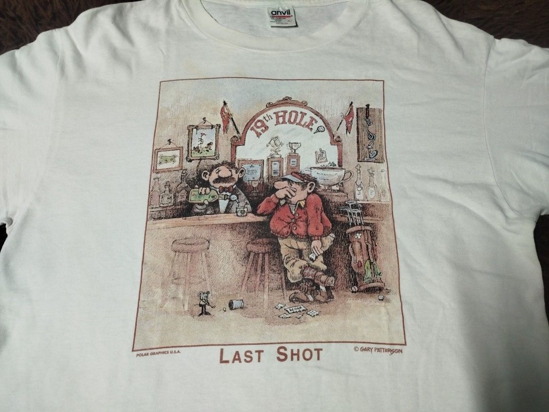 Vintage Gary Patterson Art Shirt (Category: Tshirts & Polo Shirts ) located in San Juan City. Submitted by reddvelasquez4298 (Listing ID 1462689576, Image 2). Description: Vintage Gary Patterson Art Shirt Size Large 21 Width 29 Length Good Condition Issues yellow/rust stains, tattered neckline. Check photos. 😊 550 pesos PM.