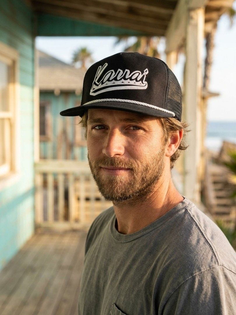 Vintage Kauai Script Rope Mesh Trucker Snapback Hat (Category: Caps & Hats) located in Binangonan. Submitted by yuristalin888 (Listing ID 1462843266, Image 1). Description: Bring island vibes to your casual style with this vintage black foam-front trucker hat featuring bold white cursive "Kauai" script graphics across the crown. Built with traditional high-crown styling, this snapback highlights a contrasting white braided rope along the visor se