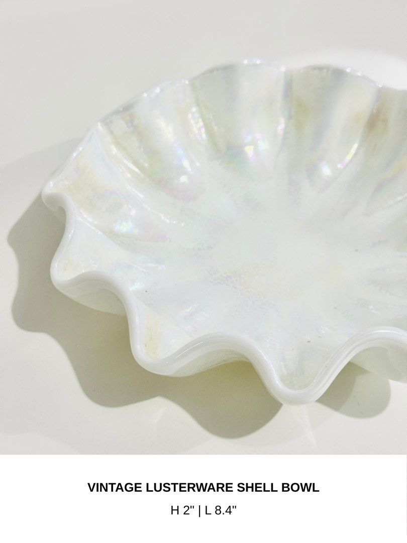 Vintage Lusterware Shell Bowl (Category: Other Kitchenware & Tableware) located in Manila. Submitted by anaya_d (Listing ID 1462786916, Image 2). Description: Vintage lusterware shell bowl with an iridescent finish 🐚 Perfect as a decorative centerpiece or even as a fruit bowl..