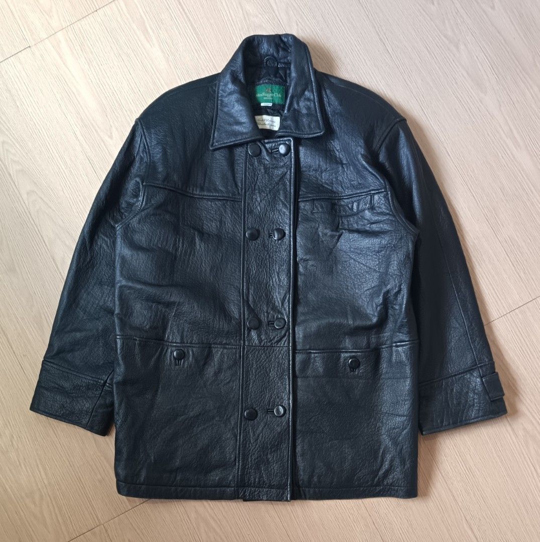 VINTAGE MAX RUGGER CLUB RAGGED LEATHER JACKET (Category: Coats, Jackets and Outerwear) located in Cavite. Submitted by marcuz.lifestyle (Listing ID 1462691016, Image 1). Description: WIDTH:23.5"(PIT TO PIT) LENGTH:32" CHEST:18" SLEEVE LENGTH:22.5" SLEEVE HOLE:6" HEM:22" VERY GOOD CONDITION MINIMAL SIGN OF USAGE COLOR RATE:9.5/10 MATERIAL: SHEEPSKIN LINING :50% ACETATE:50% POLYSTER:100% MOP:GCASH DELIVERY COURIER:JNT LOCATION:IMUS CAVITE.