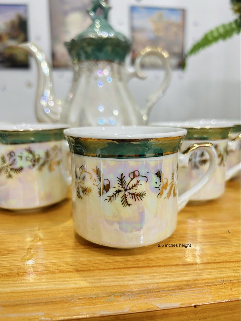 VINTAGE PEARL CHINA CO. LUSTERWARE TEA SET ✨ (Category: Coffee & Tea Tableware) located in Bustos. Submitted by gthings.collectibles (Listing ID 1462800686, Image 3). Description: ✨ VINTAGE PEARL CHINA CO. LUSTERWARE TEA SET ✨ Yours at ₱2450 only! For sale: Authentic Mid-Century American Porcelain Tea Set from the famous Pearl China Company (Made in East Liverpool, Ohio, USA 🇺🇸).Estimated production era is around the 1940s to 1950s. Super rare 