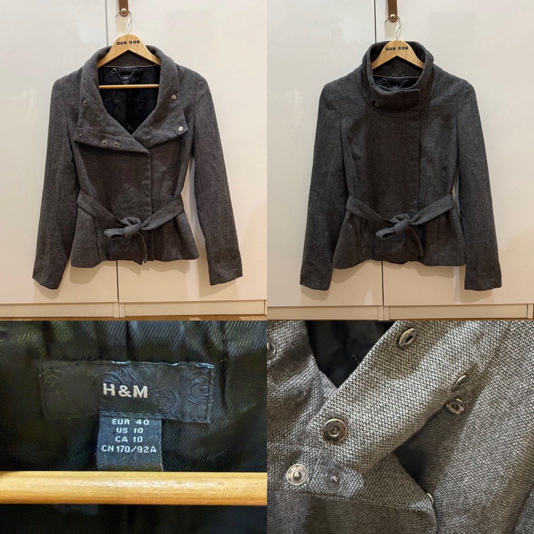 W H&M belted blazer 01903 (Category: Coats, Jackets and Outerwear) located in Paranaque City. Submitted by kkattspreloved (Listing ID 1462733360, Image 1). Description: Size 40 on tag Polyester viscose fabric ❗️Items are already washed and ready to wear ❗️Mixed of personal preloved items and personal handpicked ❗️Limit your Expectations based on the price of the items that you are buying ❗️Reservation for paid items only ❗️Payment first basis no 