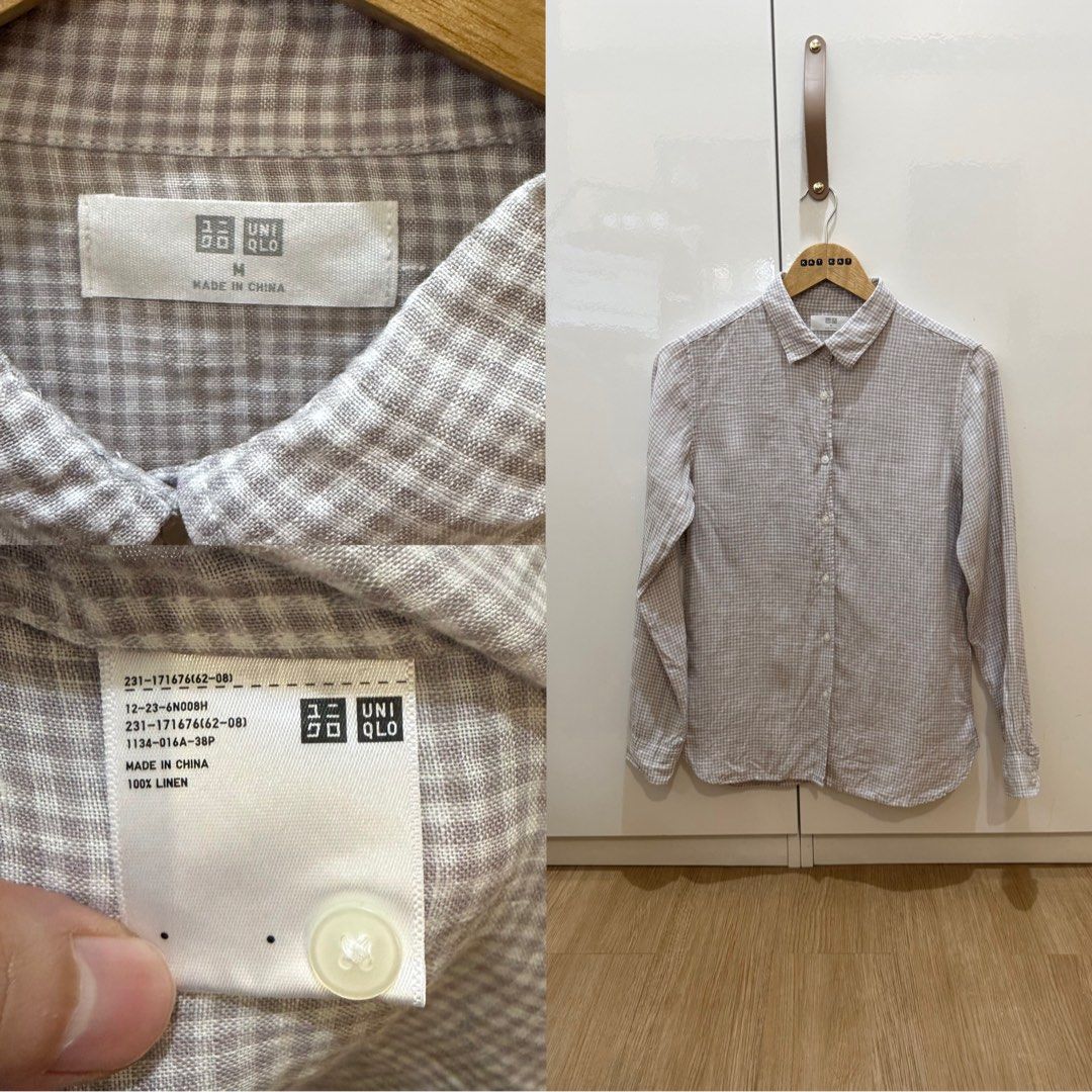 W Uniqlo Premium linen gingham button down long sleeve 01913 (Category: Sleeveless) located in Paranaque City. Submitted by kkattspreloved (Listing ID 1462752425, Image 1). Description: Medium on tag ❗️Items are already washed and ready to wear ❗️Mixed of personal preloved items and personal handpicked ❗️Limit your Expectations based on the price of the items that you are buying ❗️Reservation for paid items only ❗️Payment first basis no to COD ❗️