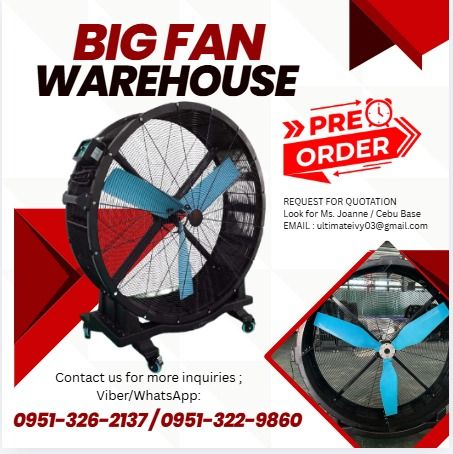 WAREHOUSE BIG FAN HVLS-YP2315(4.8') (Category: Home Improvement Tools & Accessories) located in Malabon City. Submitted by moannataga43633 (Listing ID 1462775749, Image 1). Description: Fan diameter: 1.5meter(4.8') Air volume：38000m3/h Power: 0.6kw Motor: permanent magnet motor Rotation speed：440rpm Blades: 3pieces of high-strength magnesium-aluminum alloy blads Noise:55DB Weight:60kg Terms Of Payment 💰50% Down payment Upon Processing 💸 💰50% U
