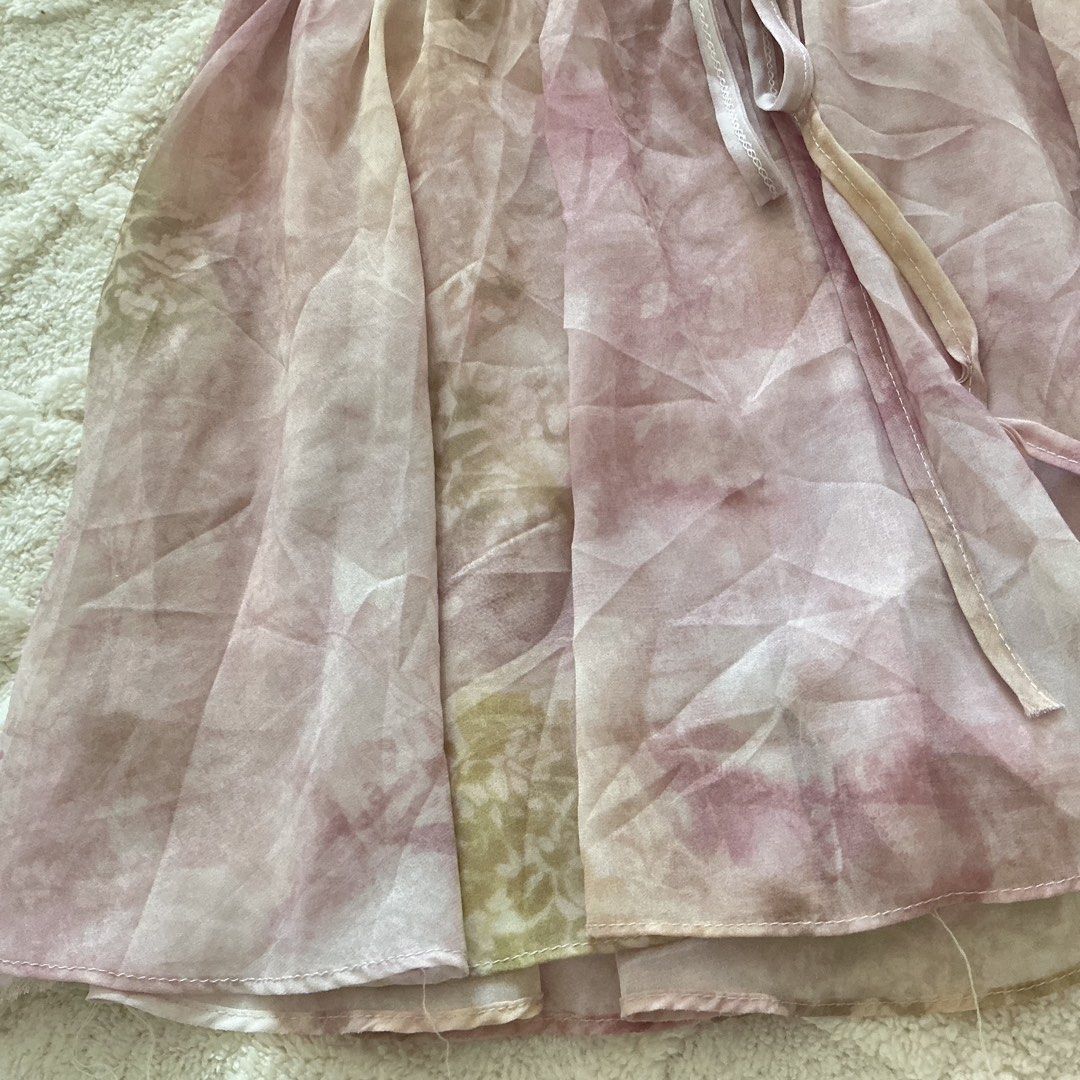 Whimsy skirt (Category: Skirts) located in Baguio. Submitted by deardiaryy (Listing ID 1462702071, Image 2). Description: Dimes: W: 26” and below (waist can be cinched with the tie” L: 16” Minor flaw: Loose threads below (check photo).