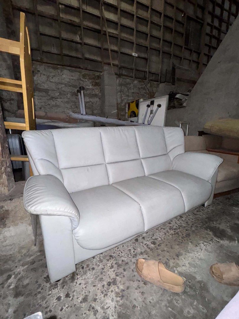 White 3-Seater Sofa (Category: Sofas) located in Angeles City. Submitted by maryannmar33098 (Listing ID 1462847993, Image 2). Description: - White 3-seater sofa - Comfortable and spacious - Features quilted cushion design - Versatile for most living room styles - Ideal for families and lounging - Pick up only.
