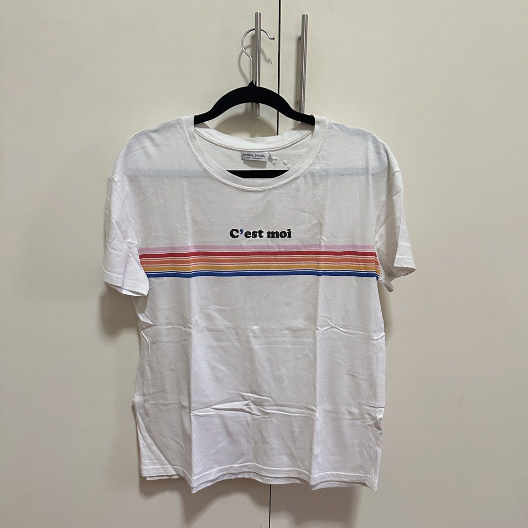 White Graphic Statement Tee Shirt (Category: Shirts) located in Quezon City. Submitted by danalou (Listing ID 1462789670, Image 1). Description: - bershka cut tag - size small (kinda oversized) - medium - .