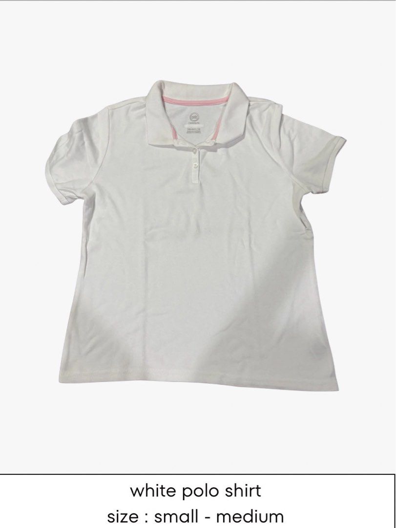 White Polo Shirt - Size Small-Medium (Category: Tshirts & Polo Shirts ) located in Manila. Submitted by shai.rms (Listing ID 1462688033, Image 1). Description: - Classic white polo shirt - Fits size Small to Medium - Ideal for everyday wear - Simple and timeless design - Versatile: pairs easily with any bottoms - Great for casual outings or as a school uniform.