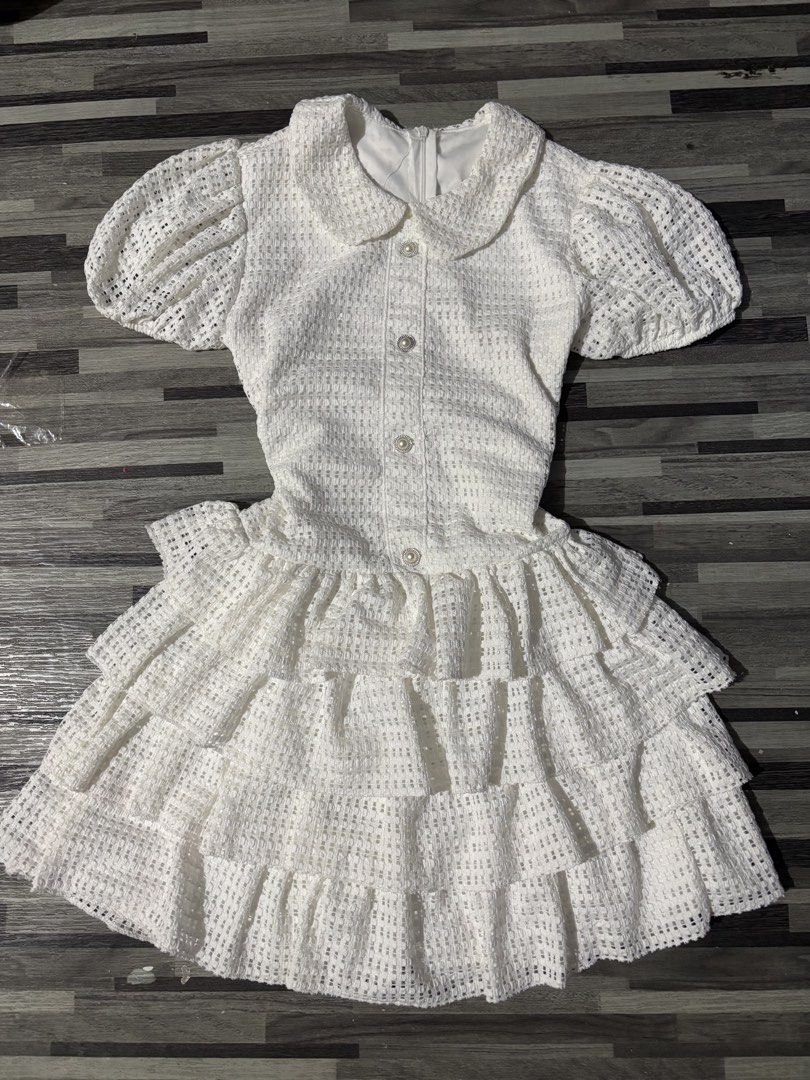 White Puff Sleeve Ruffle Dress (Category: Dresses) located in Caloocan City. Submitted by niki.niki. (Listing ID 1462816494, Image 1). Description: - Cute white dress - Puff sleeves - Ruffled skirt - Pearl button-up front - Peter Pan collar - Ideal for parties and special occasions - Looks adorable!.