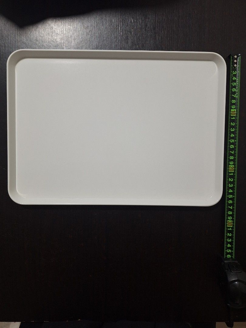 White Rectangular Tray (Category: Storage Boxes & Baskets) located in Singapore. Submitted by florinsthon (Listing ID 1462867512, Image 2). Description: - White rectangular tray - Approx. 38cm x 26cm - Features a slight lip around the edge - Ideal for serving or organizing - Clean and simple design - $10 for 3pcs.