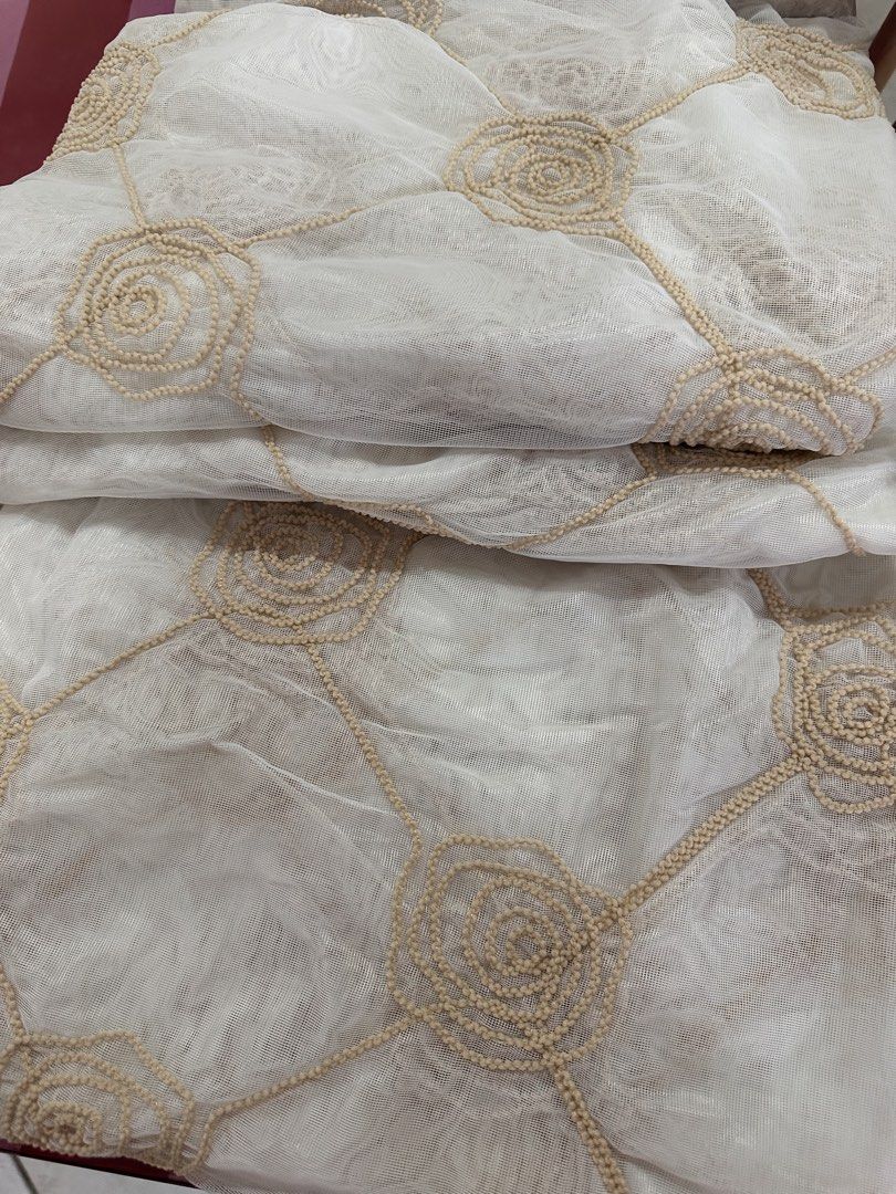 White Sheer Curtains with Beige Embroidered Swirl Pattern (Category: Curtains & Blinds) located in Pasig City. Submitted by mrsmangahas19 (Listing ID 1462710381, Image 2). Description: - White sheer curtains - Delicate beige embroidered swirl pattern - Lightweight and airy fabric - Allows natural light while providing privacy - Ready to hang 56” x 86” 4pcs .