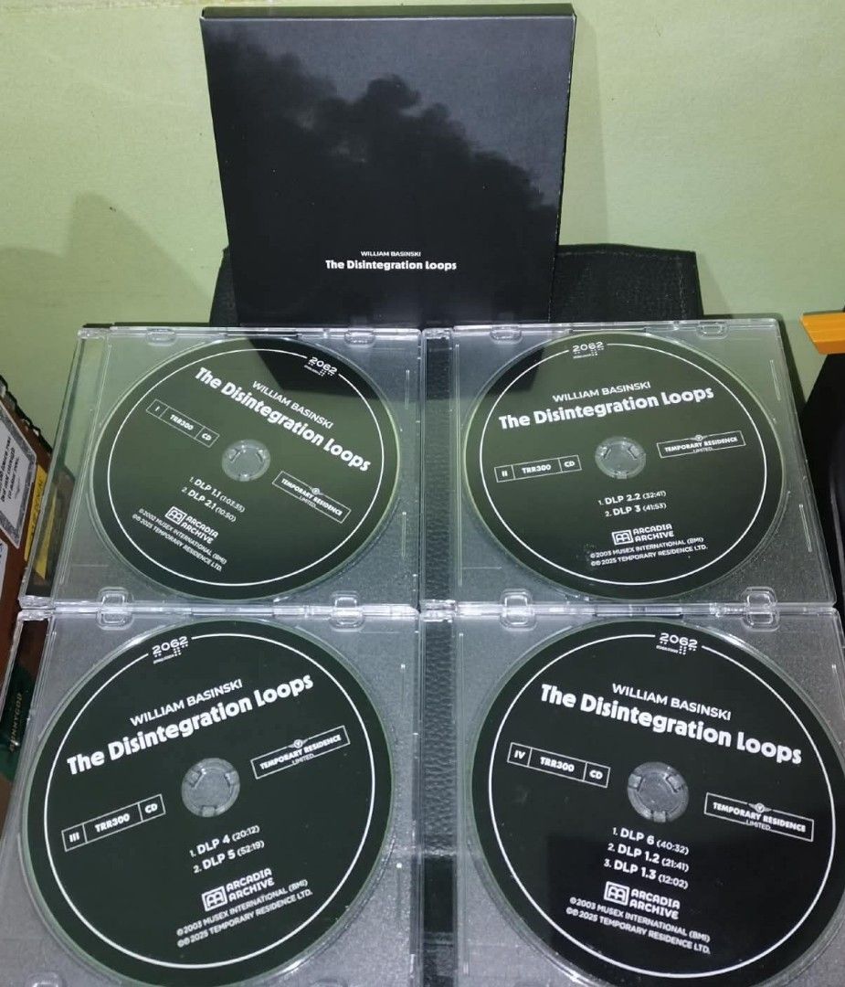 William Basinski - The Disintegration Loops I, II, III, IV (CD Set) (Category: CDs & DVDs) located in Pasig City. Submitted by windowlicker (Listing ID 1462822260, Image 2). Description: - Near Mint condition (case not graded) - MOD: J&T or Lalamove - MOP: Gcash.