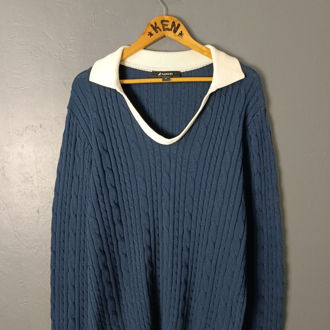Women's - Kangol (Category: Coats, Jackets and Outerwear) located in Bacolod City. Submitted by drop.ph (Listing ID 1462822965, Image 1). Description: Kangol - Open Collar Cable Knit *Oversized, Dark Navy *Size M - 23.5x26.5 *Excellent *No flaws *Price: 1,000php *Add SF if outside Bacolod City .