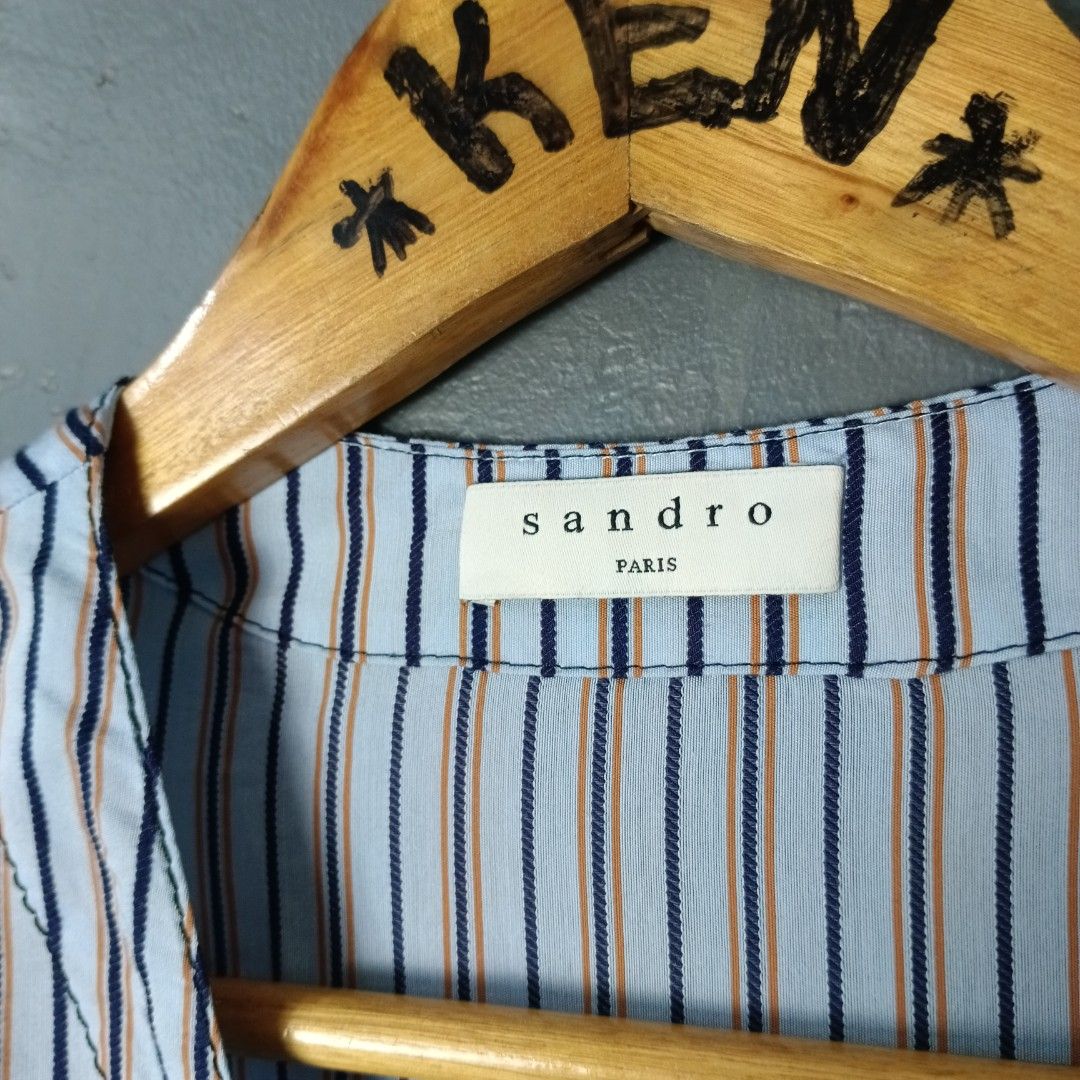 Women's - Sandro Paris (Category: Longsleeves) located in Bacolod City. Submitted by drop.ph (Listing ID 1462791995, Image 3). Description: Sandro Paris - Striped Woven Shirt Authentic *Oversized *Size M - 20x25.5 *Excellent *No Flaws *Price: 1,500php *Add SF if outside Bacolod City .