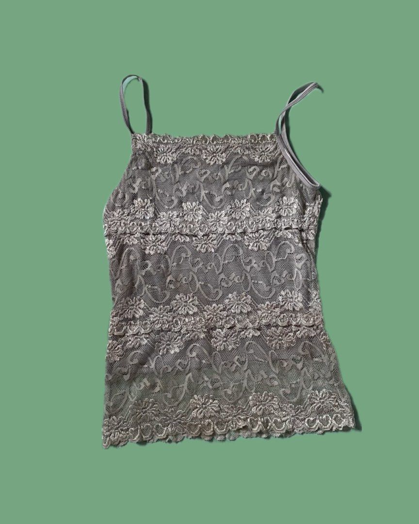 Y2k mesh chiffon grey gray tank top (Category: Sleeveless) located in Manila. Submitted by blacksparklecat (Listing ID 1462854869, Image 1). Description: 📍Pasig|Rizal -size: xs-s -fitted fit -vv stretchy .