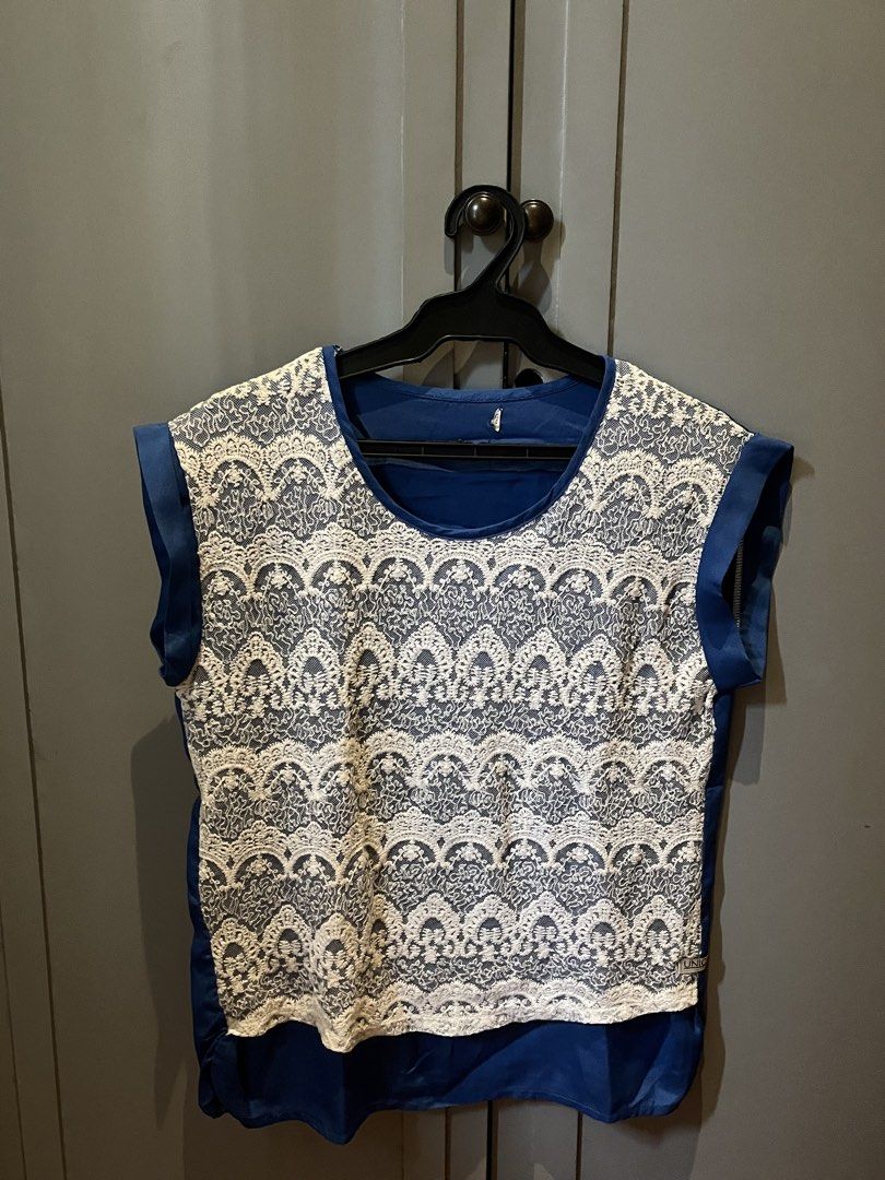 UNICA HIJA Sapphire Blue Blouse w/ Lace (Category: Sleeveless) located in Las Pinas. Submitted by limcmc (Listing ID 1462847422, Image 1). Description: ‼️ WELL LOVED. 🚫 Tag/s 🚫 When Worn Pics RFS: Decluttering MOP: Gcash & BDO (NO REFUNDS) Shipping: Shouldered by the buyer (gogoexpress, j&t, lalamove) ✨ DM me for more inquiries!.