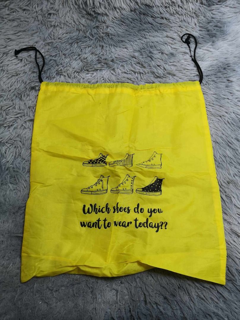Yellow With Black String Pouch (Category: Purses & Pouches) located in Santa Cruz. Submitted by jmy_surplus.2 (Listing ID 1462703895, Image 1). Description: Size ; L - 17.3 W - 16 Color ; Yellow Type ; Pouch Brand ; No brand Material ; Nylon Style ; Yellow Drawstring Pouch LR 129 JMY 5 Batch #222.