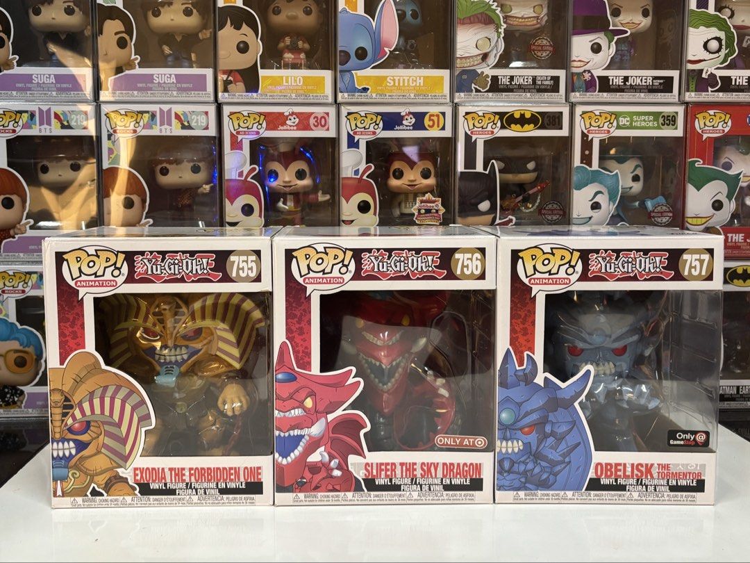 Yu-Gi-Oh! – 6” Funko Pop Set #755–757 (Category: Figurines & Statues) located in Binmaley. Submitted by thepopcabin (Listing ID 1462869030, Image 1). Description: Yu-Gi-Oh! – 6” Funko Pop Set #755–757 ✨ Set of 3 — Sold as a Set Only • Exodia the Forbidden One #755 • Slifer the Sky Dragon #756 — Target Exclusive • Obelisk the Tormentor #757 — GameStop Exclusive 🪄 6” Funko Pops 🪄 Box condition: 8/10–9.5/10 🪄 Minor factory imperfections may be pr