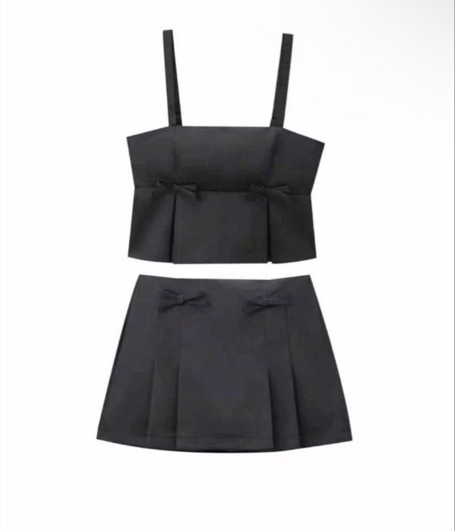 Zara coords black ribbon skort (Category: Sets or Coordinates) located in Malabon City. Submitted by splendidcloset (Listing ID 1462687224, Image 1). Description: 36 bust 30 - 32 waist.