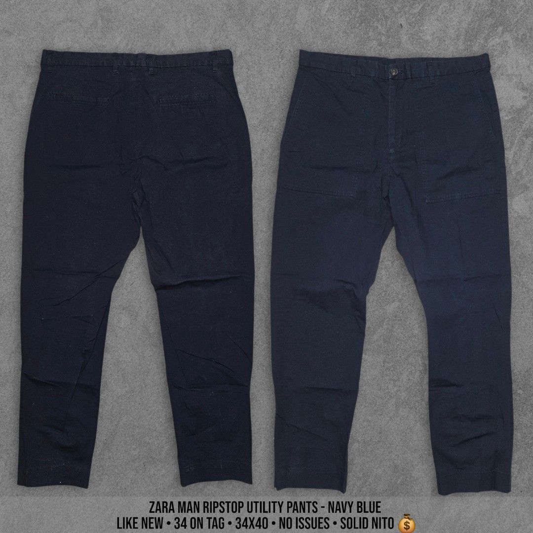 ZARA MAN RIPSTOP UTILITY PANTS NAVY BLUE (Category: Chinos) located in Tagbilaran City. Submitted by g.itw (Listing ID 1462847554, Image 1). Description: ZARA MAN RIPSTOP UTILITY PANTS NAVY BLUE LIKE NEW 34 ON TAG 34x40 NO ISSUES 950+SF.