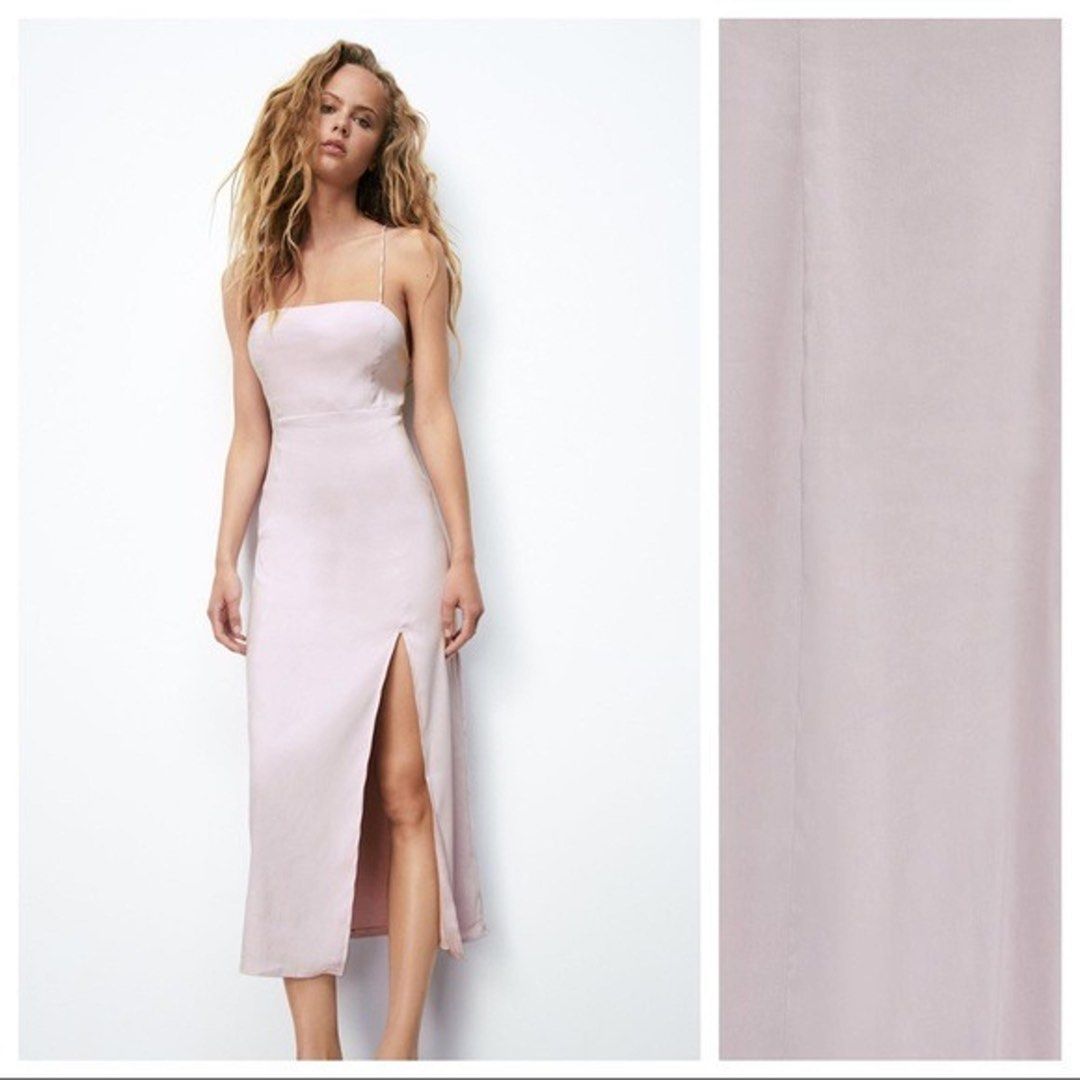 Zara midi dress (Category: Dresses) located in Makati City. Submitted by cleaning.my.closet (Listing ID 1462866044, Image 2). Description: Zara midi dress with spaghetti straps, square neckline, and a side slit. .