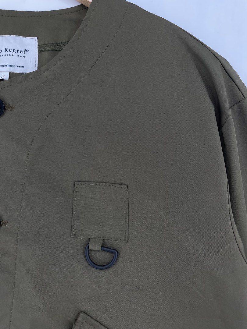 Zero Regret Nylon Utility Jacket (Category: Coats, Jackets and Outerwear) located in Mandaluyong City. Submitted by armrhts (Listing ID 1462750094, Image 3). Description: Size: 3 (fits medium) Dimensions(inches) •Width: 23" •Length: 27" •Pit to Cuff: 17" Issue/s: Stain -Swipe detailed Pics.