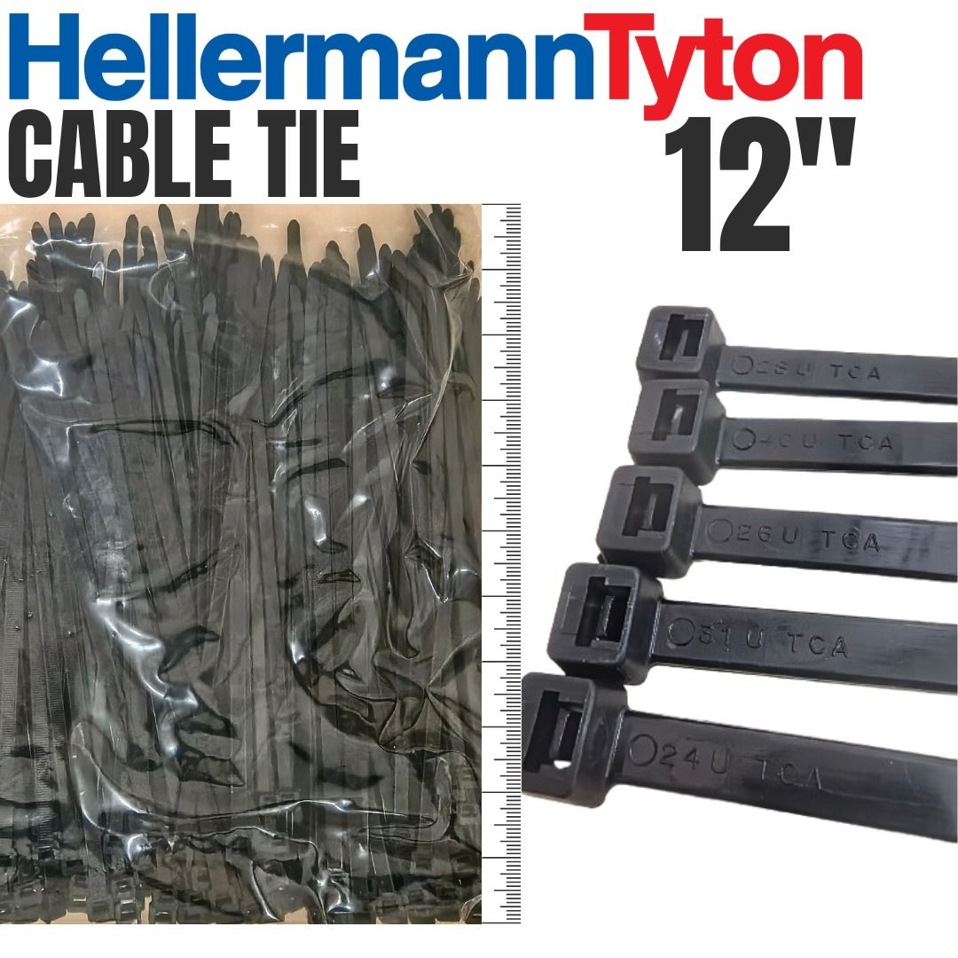 12" CABLE TIE - T120I (Category: Other Accessories) located in Manila. Submitted by instrufitenterprise (Listing ID 1459096136, Image 1). Description: Article No.: 111-12217 T120I Qty: 100 per pack Col: BK Mat: PA66HIRUV Dimension1: .30" 7.6mm Dimension2: 11.8" 300mm.