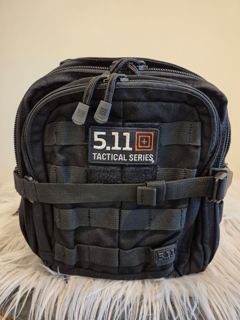 5.11 MOAB 6 Backpack (Category: Backpacks) located in Makati City. Submitted by femosseverything (Listing ID 1459209034, Image 2). Description: Original 5.11 MOAB Tactical BackPack Bought from 5.11 Store physical store • Features adjustable padded strap with internal water bottle pocket and covert Backup Belt pocket at rear. • Water resistant • 5.11 Tier System integrates with other RUSH bags • Main compartment: 10.5" H x 9" L× 5" D • Front compa
