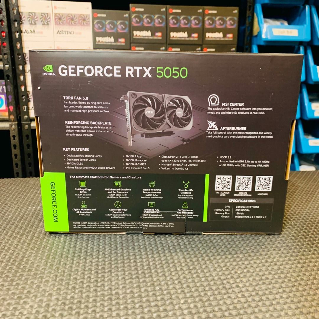 🎮 MSI Shadow GeForce RTX 5050 OC – Next-Level Gaming Performance. (Category: Computer Parts) located in Caloocan City. Submitted by swiftdeer.cf08f3 (Listing ID 1459191161, Image 2). Description: - MSI GeForce RTX 5050 Shadow 2X OC Edition - Features TORX FAN 5.0 for superior cooling - Includes a reinforcing backplate for durability - Comes with MSI Center software for monitoring and control - Supports NVIDIA DLSS, Ray Tracing, and NVIDIA Reflex