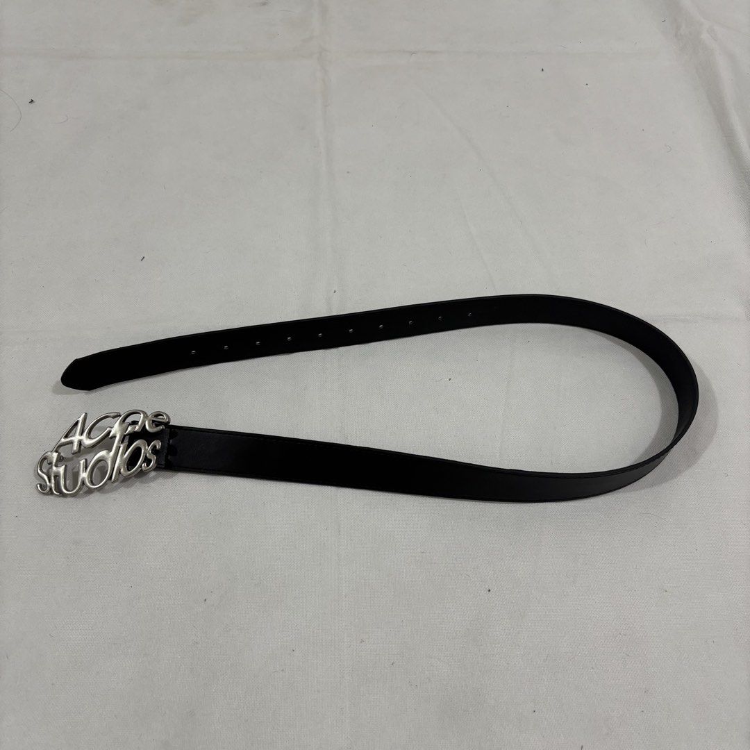 Acne Studios Black Leather Belt with Silver Logo Buckle (Category: Belts) located in Cavite. Submitted by itsayaaa (Listing ID 1459047965, Image 3). Description: - Acne Studios black leather belt - Features the iconic silver logo buckle - Classic and versatile design, perfect for any outfit.