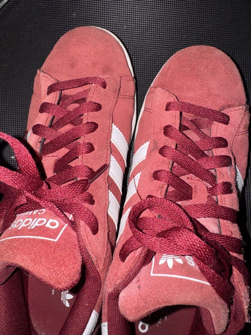 ADIDAS Red Campus Sneakers (Category: Sneakers) located in Quezon City. Submitted by mkl.p (Listing ID 1459206552, Image 3). Description: - lady owned - no major flaws - what u see is what u get - if u have any specific part that needs a video/picture just request via pm - lightly used lang - pwede unisex but more on women's yung style - 26 cm size - please refer to the sizing uploaded loc timog qc.