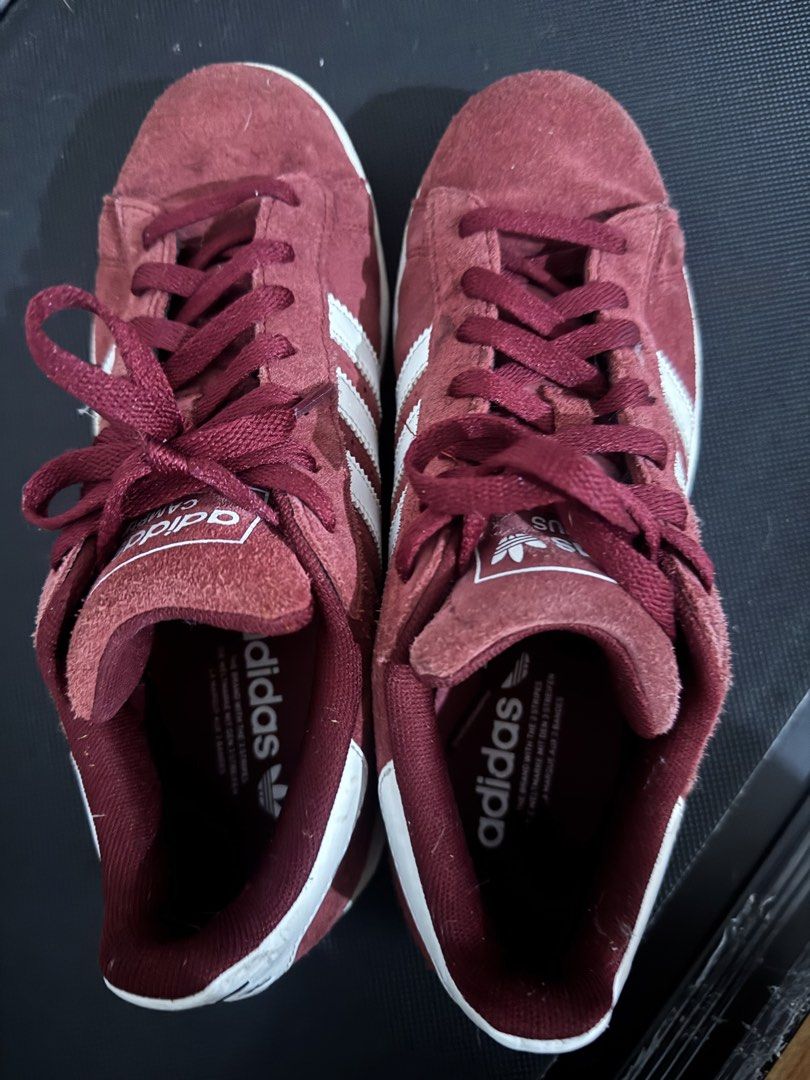 ADIDAS Red Campus Sneakers (Category: Sneakers) located in Quezon City. Submitted by mkl.p (Listing ID 1459206552, Image 2). Description: - lady owned - no major flaws - what u see is what u get - if u have any specific part that needs a video/picture just request via pm - lightly used lang - pwede unisex but more on women's yung style - 26 cm size - please refer to the sizing uploaded loc timog qc.