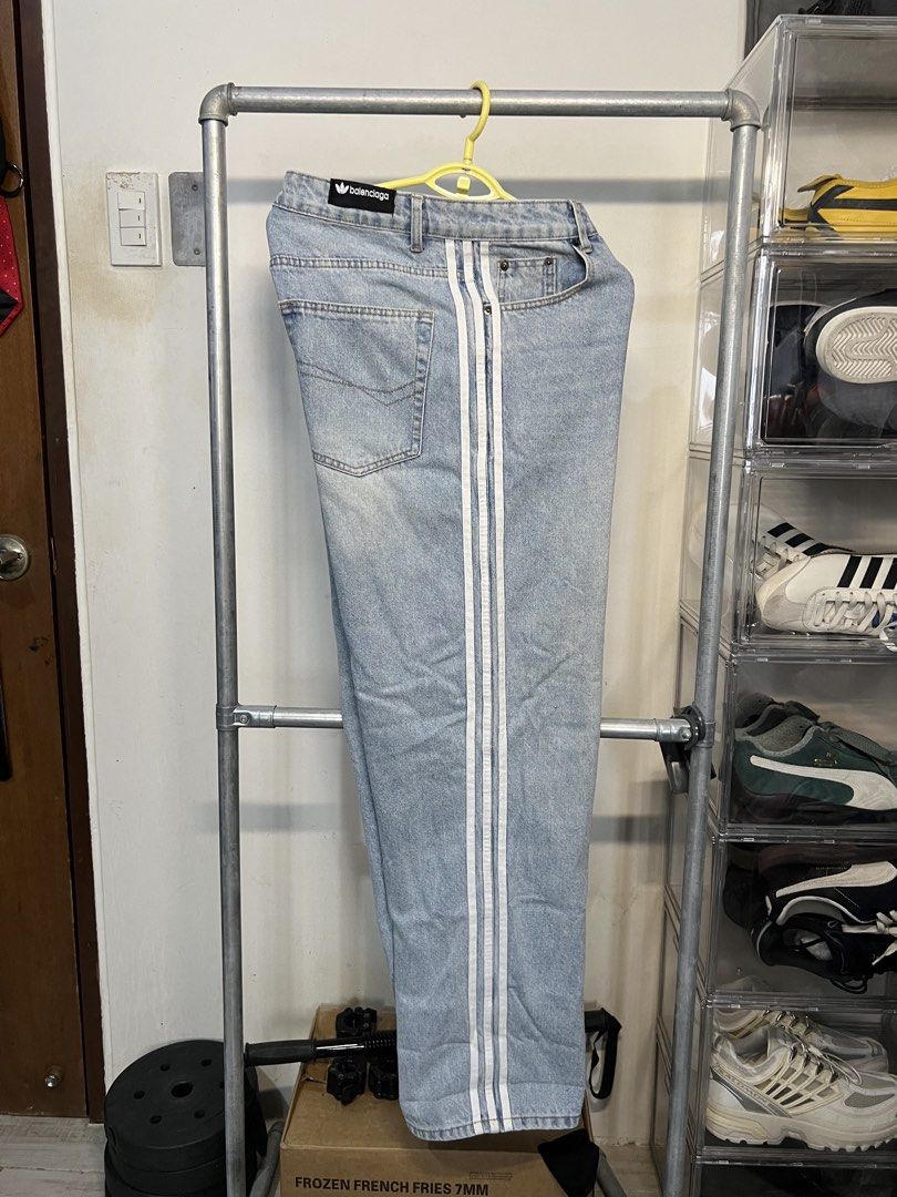 Adidas x Balenciaga Pants (Category: Jeans) located in Angono. Submitted by odd.fitt (Listing ID 1459140963, Image 1). Description: 32 on tag 34W 46L 10H Unnoticeable scratches and stains .
