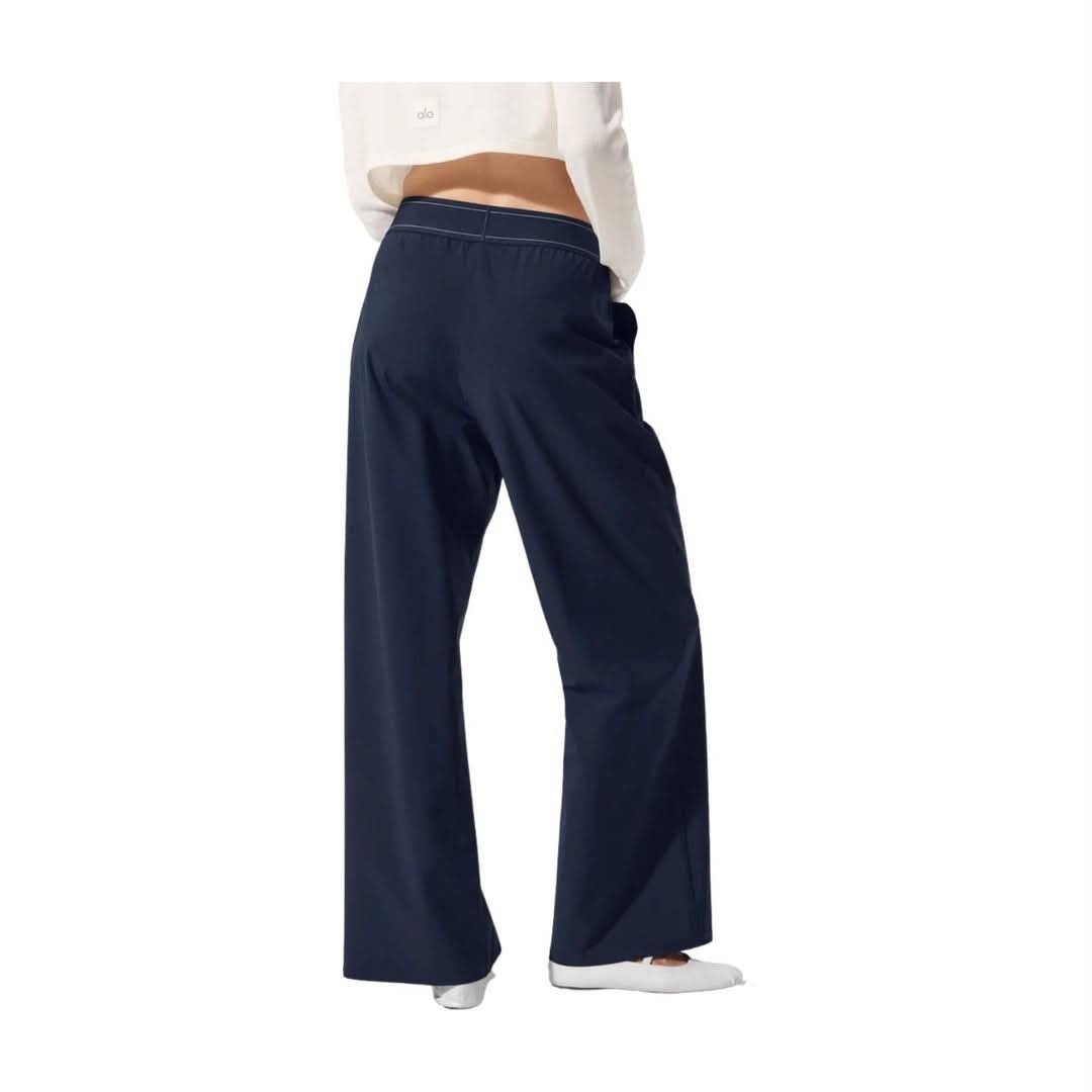 Alo Yoga Suit Up Wide Leg Trouser Navy Blue, Women's Fashion, Bottoms ...