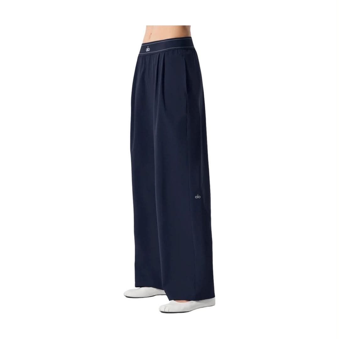Alo Yoga Suit Up Wide Leg Trouser Navy Blue, Women's Fashion, Bottoms ...