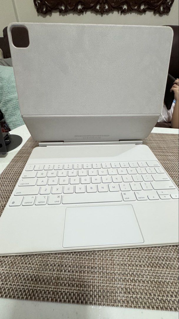 Apple Magic Keyboard for iPad Pro 12.9 white (Category: Cases & Sleeves) located in Quezon City. Submitted by james.mrco (Listing ID 1459158648, Image 1). Description: OR SALE ONLY SLIGHTLY USED IPAD MAGIC KEYBOARD 12.9 INCH White color, With Powermac Receipt. Still Presentable, Like New..Complete with Box, Serial Number posted, Actual Photos posted. All Keys Working, No sign of Peeling. Compatible with iPad Pro Gen 3rd, 4th Gen, 5th, 6th IPad Ai