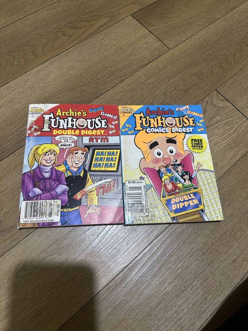 Archie's Funhouse Double Digest & Comics Digest Lot (Category: Comics & Manga) located in Caloocan City. Submitted by happy.chillestarista (Listing ID 1459190986, Image 1). Description: - Two Archie's Funhouse comics included. - One Double Digest featuring Betty and Archie on the cover. - One Comics Digest featuring Jughead. - Both comics contain fun stories and games. - Ideal for any Archie comics enthusiast..