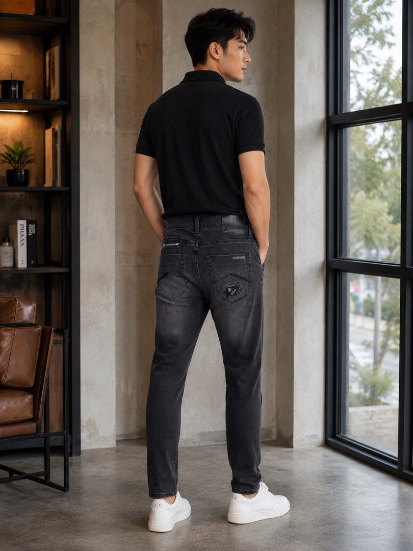 ARMANI EXCHANGE DISTRESSED BLACK WASHED DENIM PANTS (Category: Jeans) located in Cabuyao City. Submitted by pormanation-thrift-store (Listing ID 1459093047, Image 2). Description: ARMANI EXCHANGE DISTRESSED BLACK WASHED DENIM PANTS Condition: LIKE NEW Color rate: 10/10 (PWEDE SA MASELAN) Size: 32 Dimes: 32”Wx40.5”L Issue: NONE❌ Price: 2200.