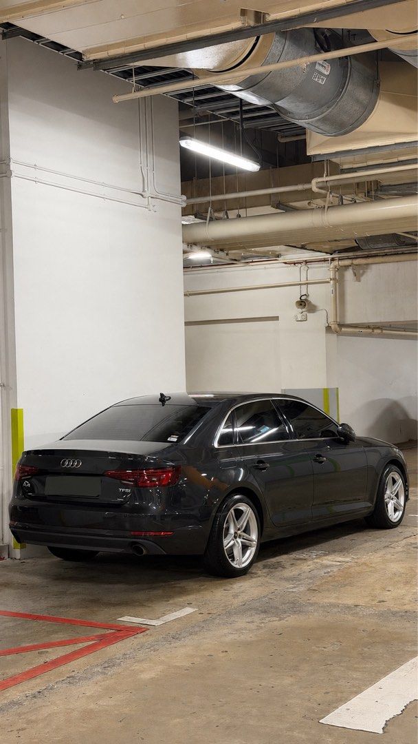 Audi A4 Sedan 2.0 TFSI S tronic (A) (Category: Used Cars) located in Singapore. Submitted by youdontevenneedtoknow (Listing ID 1459247685, Image 3). Description: 2.0L turbocharged engine with 187 bhp & 320 Nm, 7-speed S tronic automatic transmission, Front-Wheel Drive (FWD), 0-100 km/h in 7.3s Keyless entry/start, LED headlights, auto headlights, electric seats, front and rear sensors, 3-zone climate control, drive select. Upgraded Player with am
