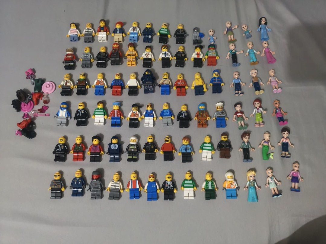 Authentic Lego Minifigs 78pcs (Category: Lego & Building Sets) located in Minglanilla. Submitted by bricksandapparel.cebu (Listing ID 1459248863, Image 1). Description: Lego Minifigs. 78pcs 6500 only. Minglanilla, Cebu location No COD/COP Thru JNT only MOP: Gcash/Bank Transfer For local. JNT or Maxim Meetup(additional fees may apply).